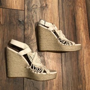 Brand new Lucky Brand cream wedge sandals